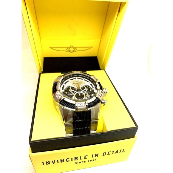 Invicta Men's Watch 29569 Bolt Quartz Chronograph Silver Black Stainless Steel - Picture 3 of 12